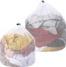2 Packs Laundry Mesh Bags, Drawstring Net Laundry Bag for Washing Machine, 