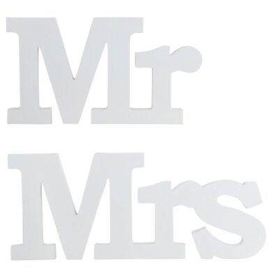 Deko Schriftzug Mr & Mrs weiss 3D Optik Shabby Chic Tischdeko Wanddeko