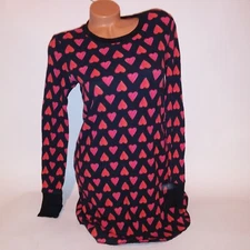 Victoria Secret Sleep Shirt Thermal Black Red Long Sleeve Pajama Loungewear 