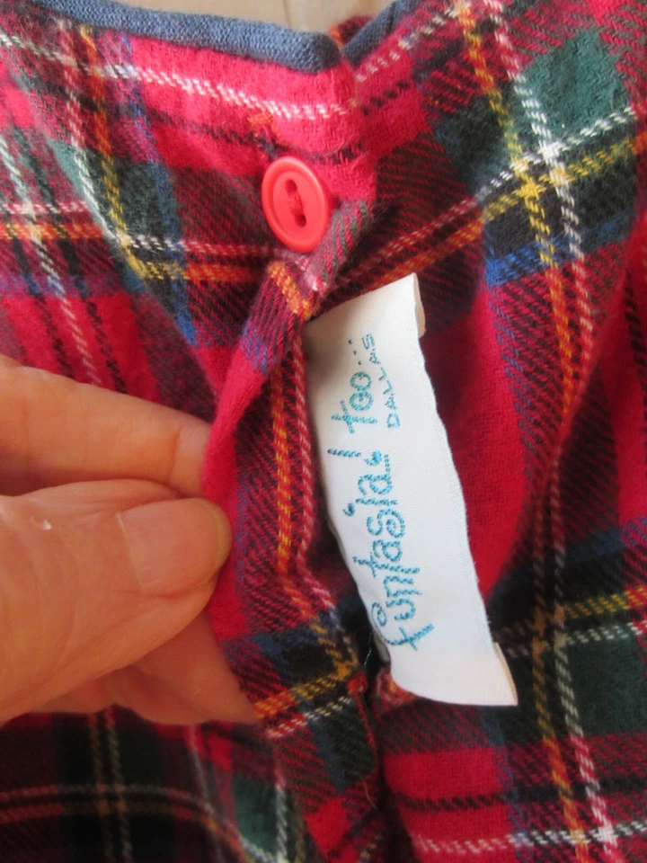 Vestido de vacaciones de Navidad a cuadros rojo verde tartán talla 4T con faja Funtasia Too usado en excelente estado Foto 4 de 4