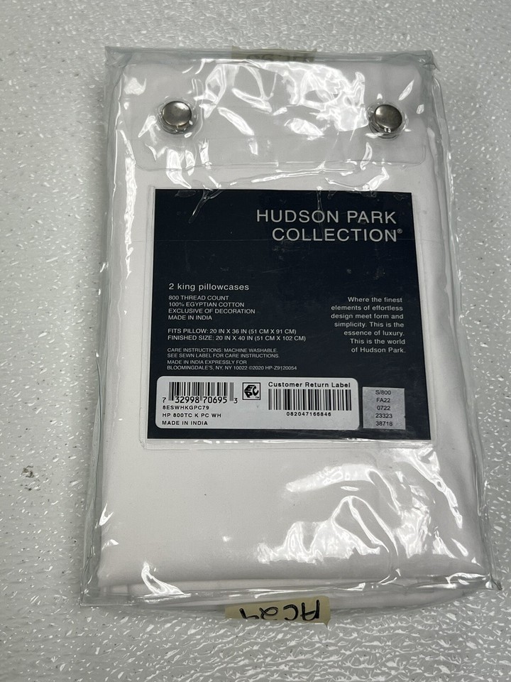 Hudson Park 800 TC Egyptian Cotton King Pillowcases white New eBay