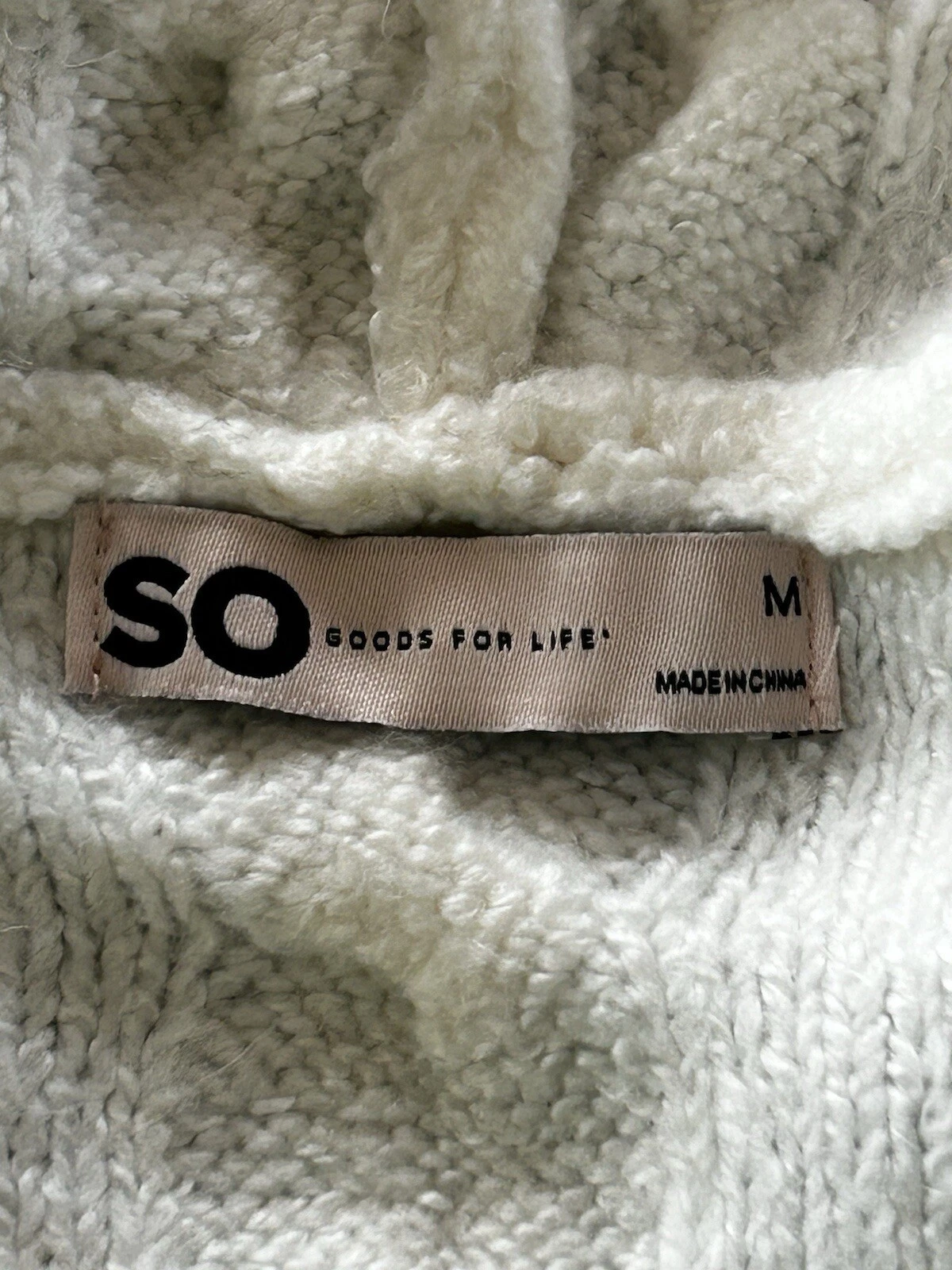 OFF WHITE So Maglione Donna Felpa Con Cappuccio Intrecciato Maglia Avorio Super Morbido Preppy Cottage M