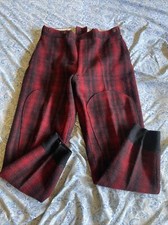 Vtg 1960's Woolrich Red/Black Buffalo Plaid Wool Hunting Pants USA Sz 36