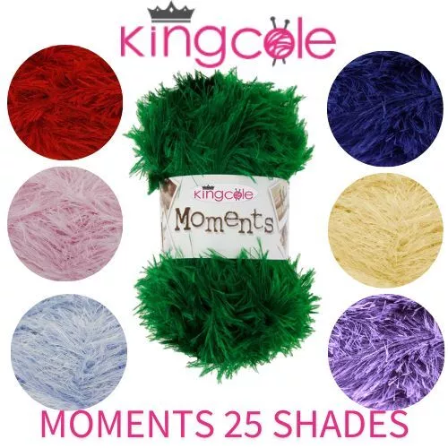 KING COLE MOMENTS DK 50g Ball Knitting Wool Yarn Eyelash Fluffy Furry Yarn - Picture 1 of 26