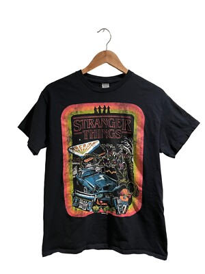 Stranger Things Black T Shirt Regular Fit 100% Cotton Men's