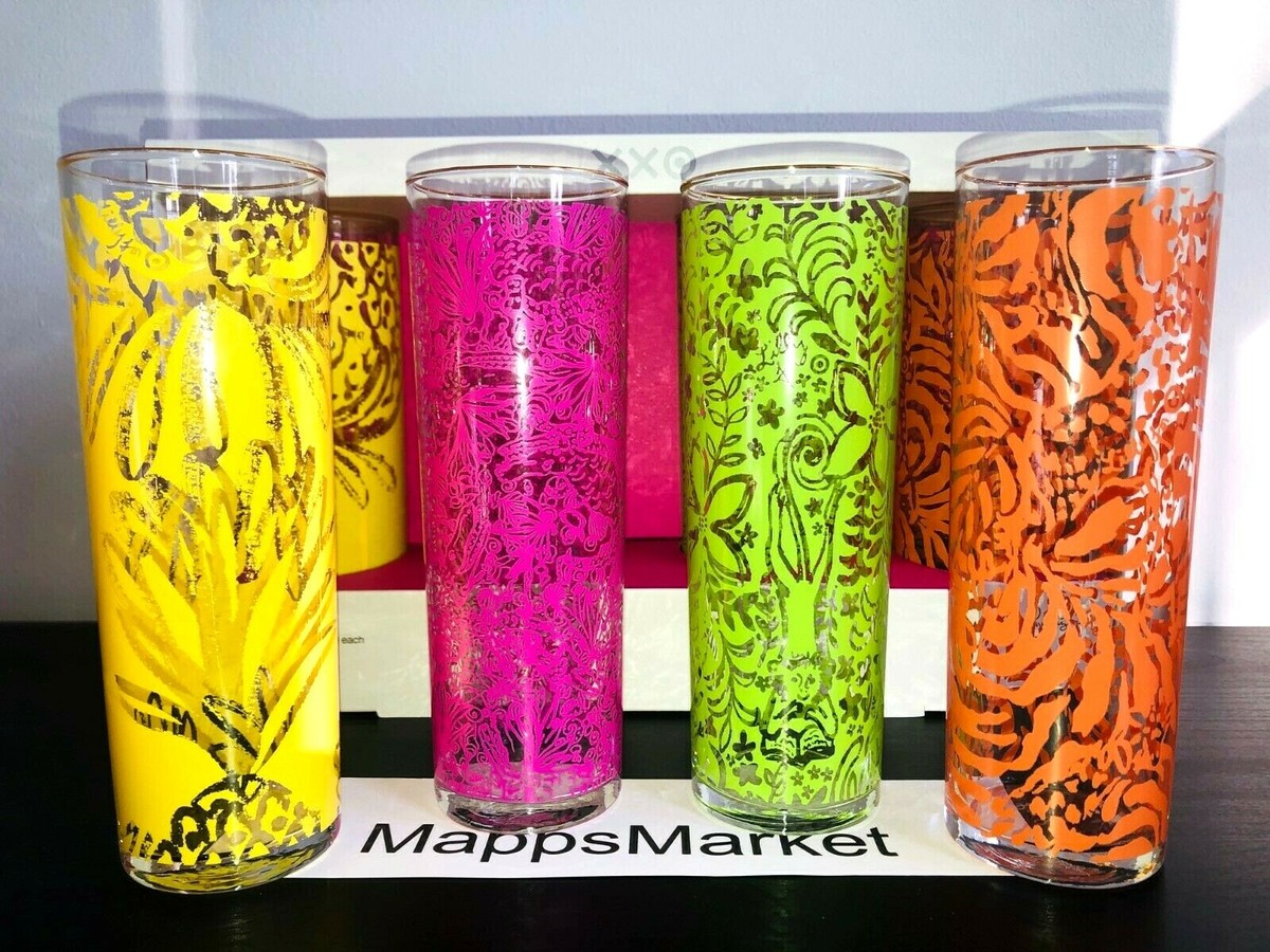 Lily　20粒×10シート　4セット分 NIB Authentic LILLY PULITZER For Target XXO 4pk Cocktail Glass Set