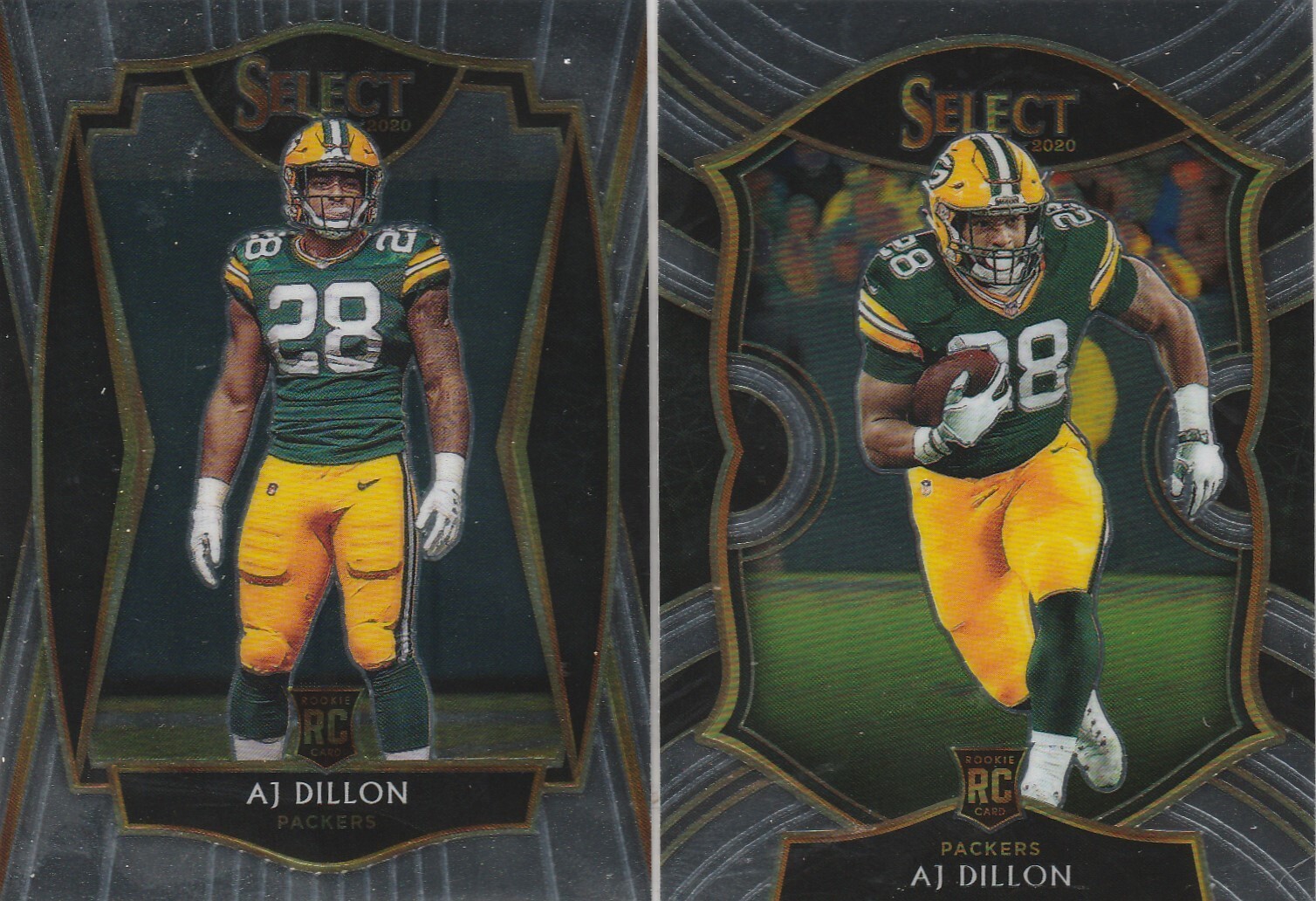 2020 SELECT AJ DILLON RB PACKERS ROOKIE #65 & #165 BASE & PREMIER LEVEL SP BOTH