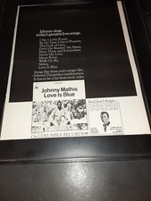 Johnny Mathis Love Is Blue Rare Original Promo Poster Ad Framed!