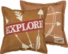 New Rustic Canvas "EXPLORE" Decor Pillow