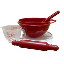 Kids Baking Set Tupperware Thasta Bowl Spatula Measuring Cup Rolling Pin