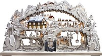 Led Schwibbogen 3D Bergbau Ratags 72Cm Raureif Erzgebirge Handarbeit Deko Grau
