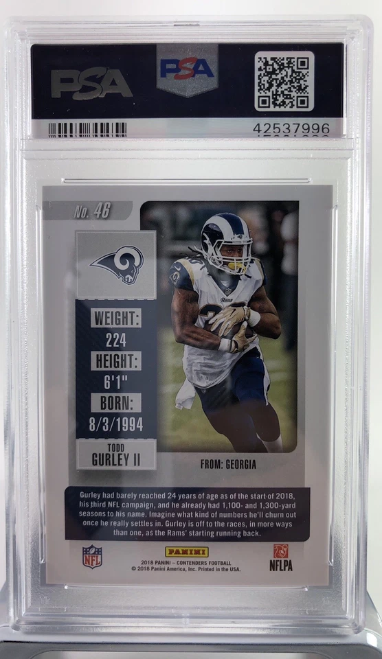 2018 Panini Contenders Playoff Ticket Todd Gurley #46 PSA 10 Gem Mint 133/175 - Image 2 of 2