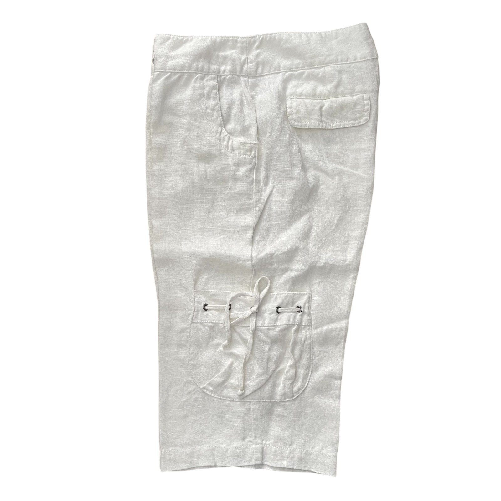 Michael Michael Kors Womens 2 Cargo Bermuda Shorts 100% Linen Pockets White thumbnail 2