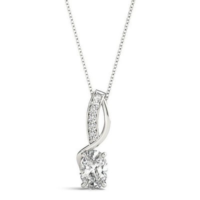 Gedrehter ovaler modischer Anhänger VS F 0,70-1,15 ct im Labor gezüchteter Diamant 14 K Weißgold