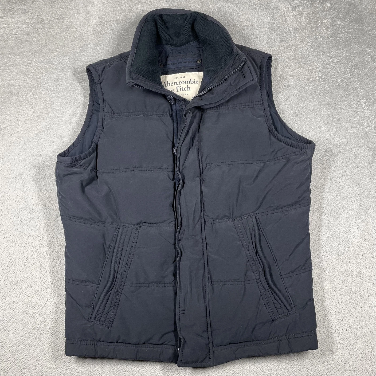 Abercrombie & Fitch Vest Mens M Blue Puffer Quilted Lined Summit Rock Vest