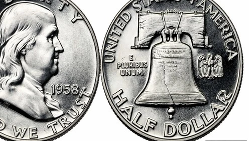 1958-D Franklin Half Dollar - BU - Brilliant Uncirculated - 90% Silver