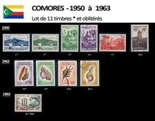 COMORES (Archipel des) - Lot de 11 timbres * et o émis entre 1950 et 1963