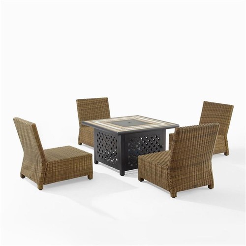 Crosley Furniture Bradenton 5-PC Wicker / Rattan Patio Conversation Set in Brown - Picture 5 of 21