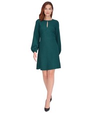 Tommy Hilfiger Womens Embossed Houndstooth Knit Dress A4HN1AQA Cypress Green 10