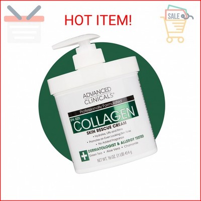 Advanced Clinicals Collagen Cream Body & Face Moisturizer | Dry Skin Rescue Coll