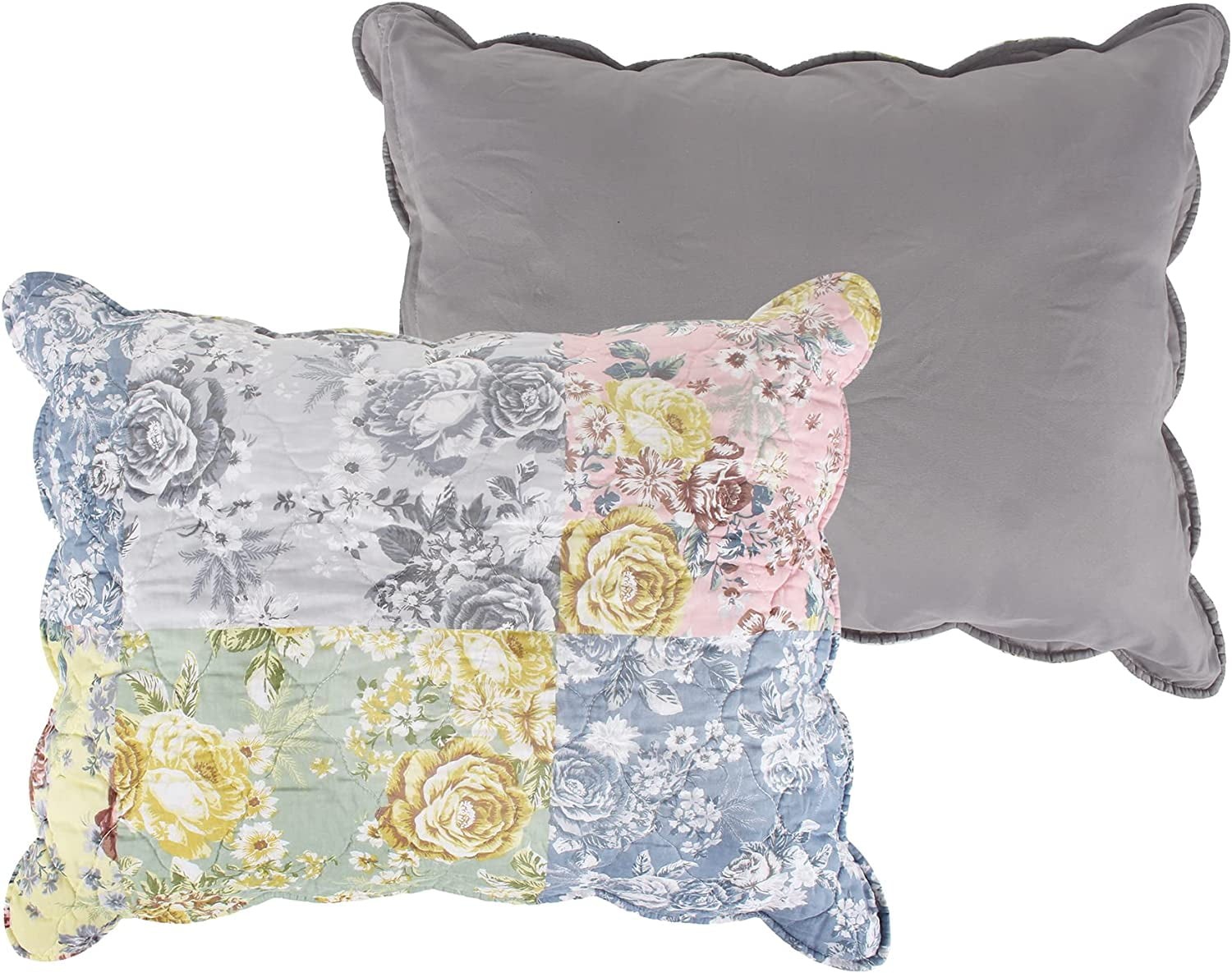 Greenland Home Fashions Emma Patchwork Print Quilted Pillow 