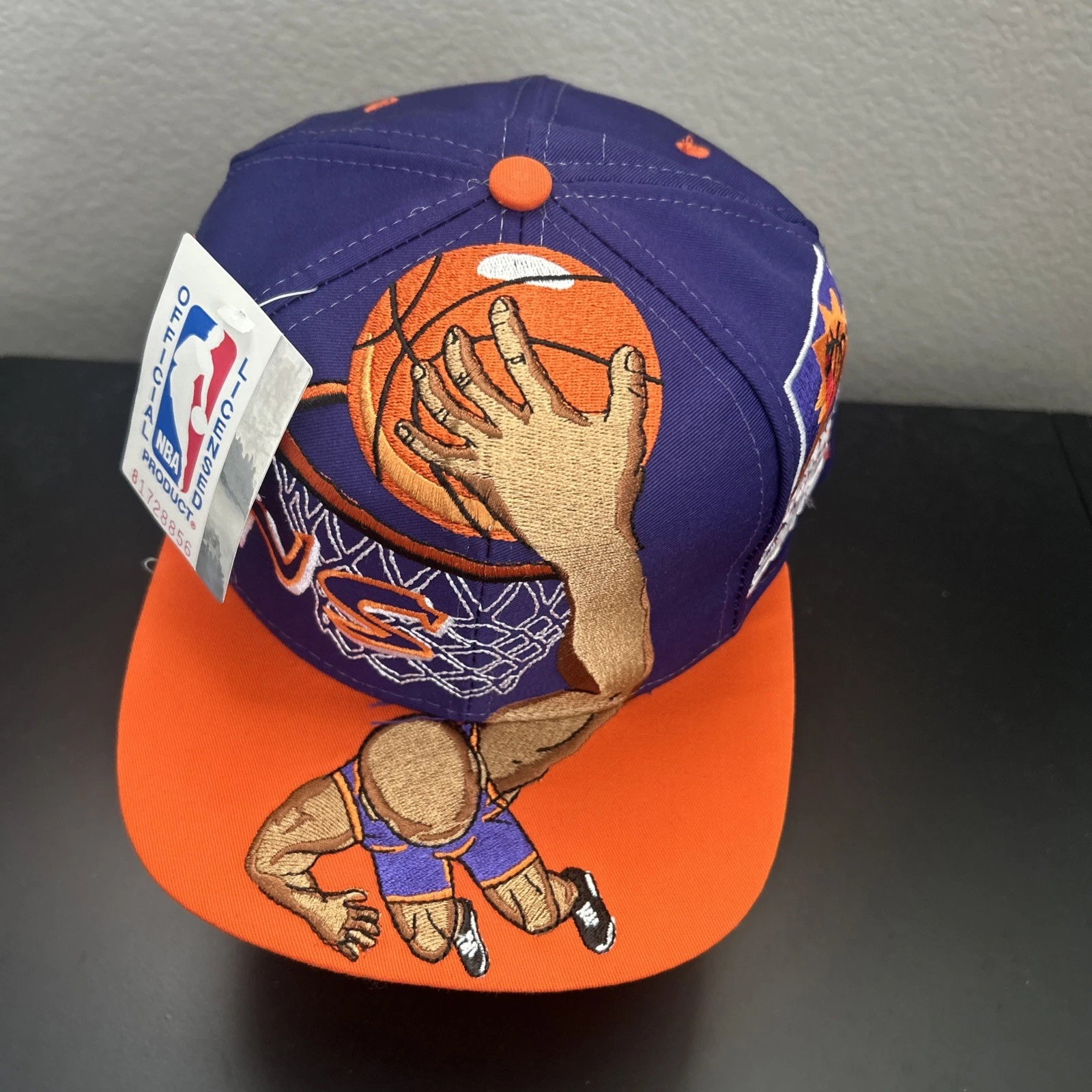 VTG 90s Phoenix Suns Drew Pearson Slam Dunk Twill NBA Graffiti Snapback Hat NWT - product detail image 4
