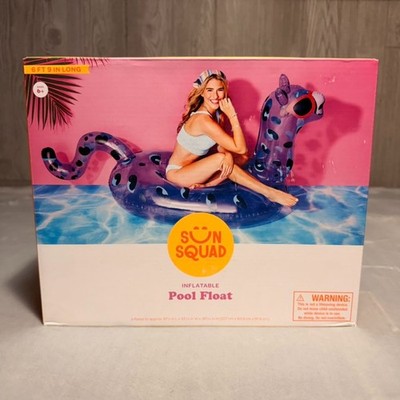 Sun Squad Inflatable Giant Purple Leopard Pool Float 6 ft 9 in long! New in Box