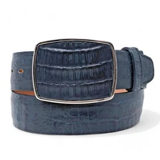 HANDMADE LOS ALTOS GENUINE NAVY BLUE CROCODILE BELLY WESTERN COWBOY BELT