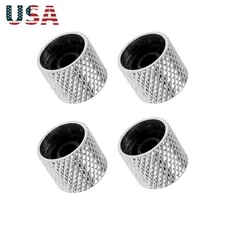 4Pcs Electric Guitar Bass Parts Dome Tone Volume Control Knobs Metal Silver c