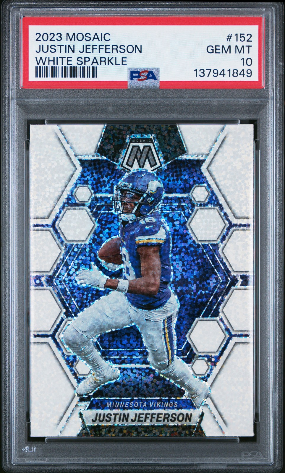 2023 PANINI MOSAIC WHITE SPARKLE #152 JUSTIN JEFFERSON PSA 10