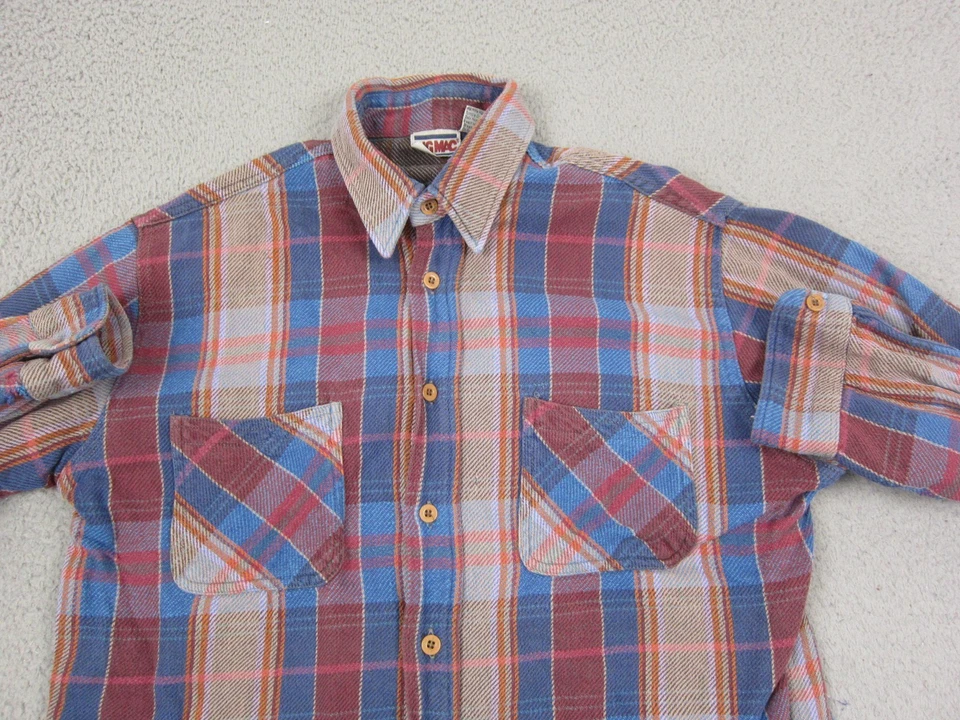 True Vintage Big Mac Shirt Mens Large L Red Blue Plaid Flannel JC Penney 80s - Image 2 of 4