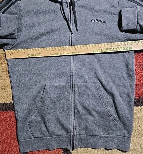 Adidas Pullover Herren Large grau/schwarz Freizeit durchgehender Reißverschluss Hoodie Sweatshirt - Bild 7 von 12