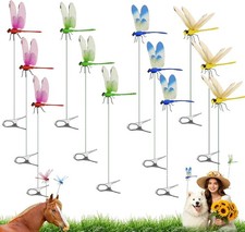 12 Pack Dragonfly Clip Fake Dragonflies Humming Bird Stakes Plastics for Garden