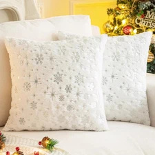 2 Fundas 18x18 Para Cojines De Sala Decorativos Copos De Bieve Blancos Forros