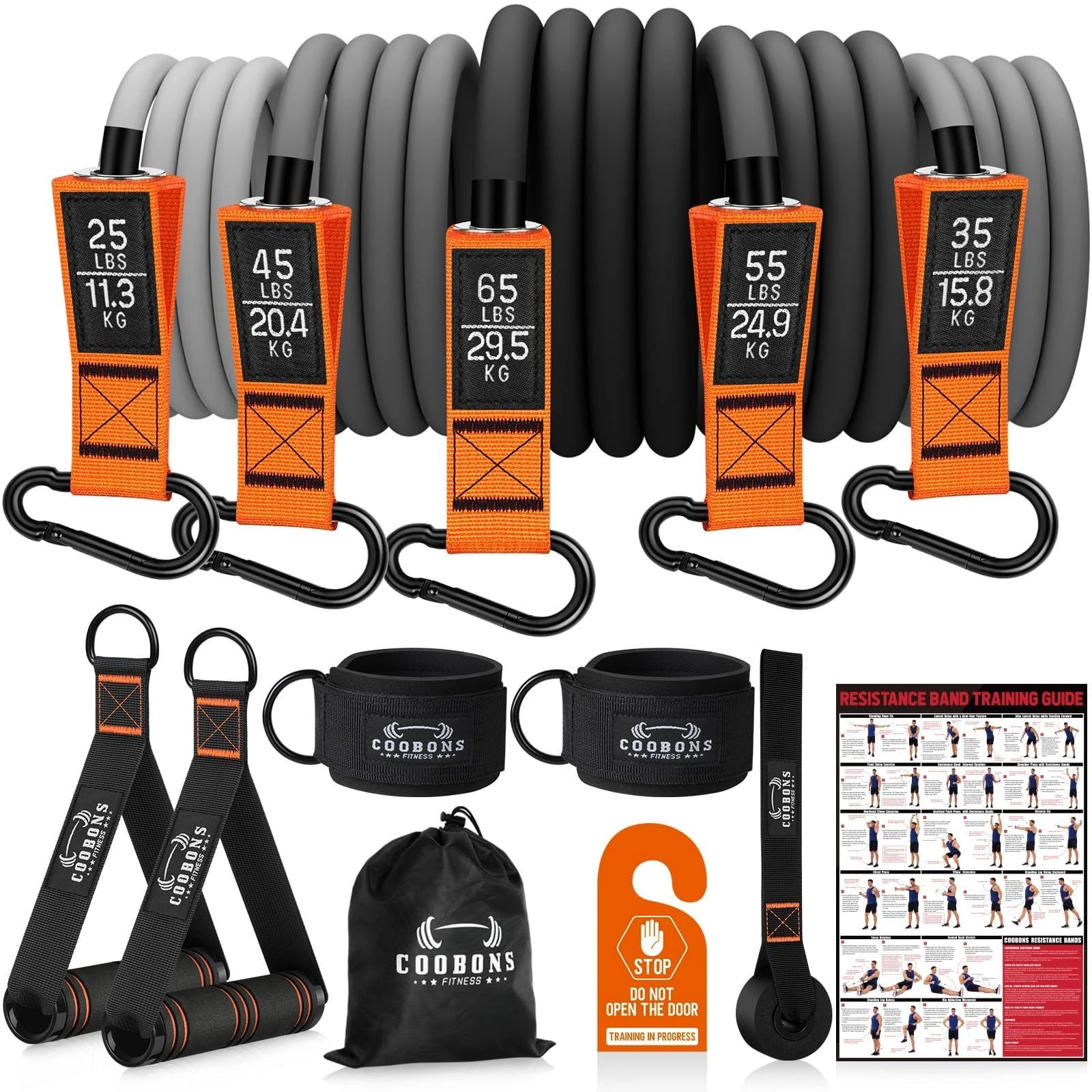 Resistance Bands with Handles, 225lb Exercise Bands for Working Out, Fitness ...