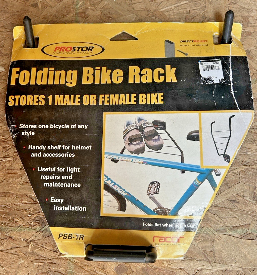 Racor Single Folding Bike Rack Wall Mount Black PSB-1R Space