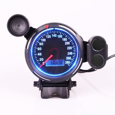 Universal Digital LED LCD Speedometer Motorcycle Tachometer #iv