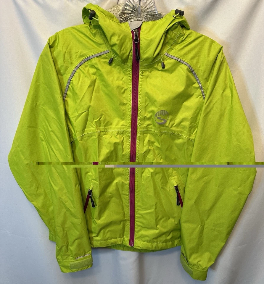 Showers Pass Women’s M Syncline CC Rain Jacket Waterproof Full Zip Neon Green - Image 3 of 4