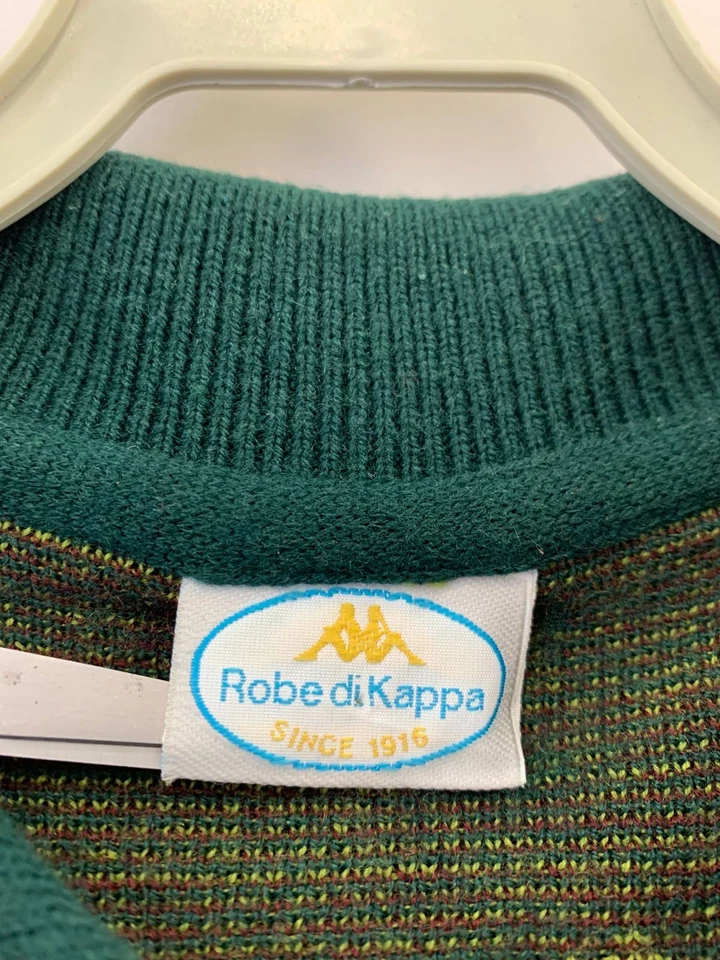 Robe di Kappa Made in Italy Wool Blend Knit Polo Sweater Green Pattern Size M#30 - Image 3 of 4