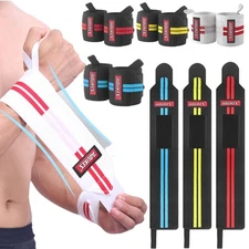Wrist Wraps Weight lifting Gym Straps Support Strength Elasticated Hand Bandage