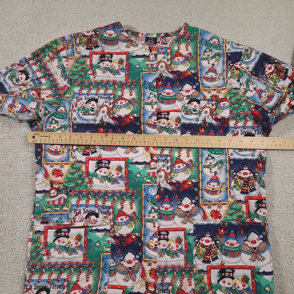Barco Uniforms Scrub Jacket Womens Medium Christmas Snowman Print Warm-Up Cuffs - Image 4 of 4