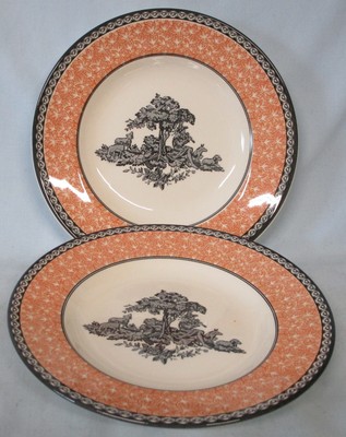 Spode S3673 Lombardy Dog Sheep Bread Plate 6 1/2'', Set of 2, New Back Stamp
