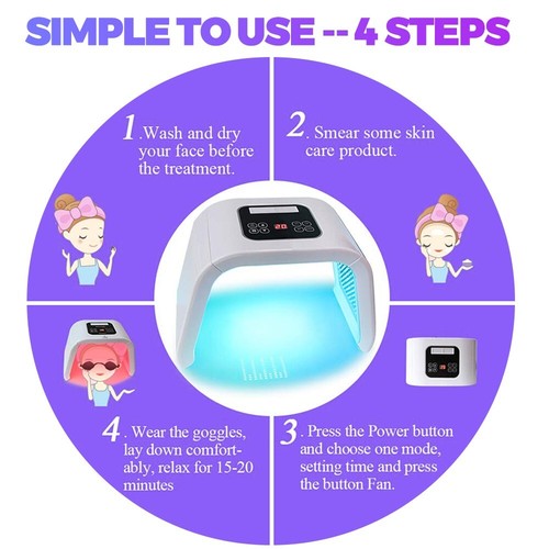 7-Color LED Light Photon Facial Mask Therapy Skin Care Wrinkle Beauty Machine UK - Picture 8 of 13
