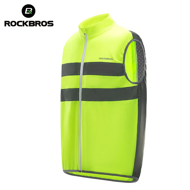 ROCKBROS Men's High Visibility Cycling Wind Vest Sleeveless Reflective Gilet - Image 2 of 4