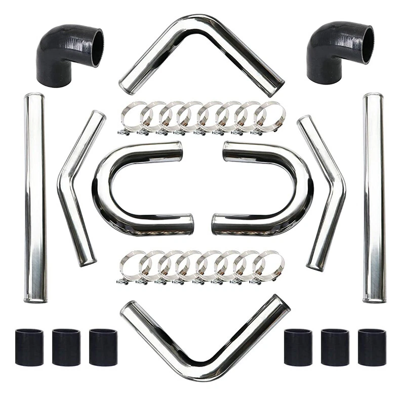 Kit de tubería intercooler universal de 2,5" + abrazaderas de perno en T + acoplador de silicona Foto 2 de 4