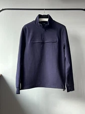 A.P.C. Men's Navy Quarter Zip Large Pocket 100% Cotton L/S Sweatshirt Size Small