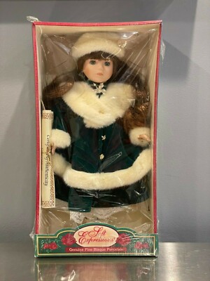Soft Expressions Genuine Fine Bisque Porcelain Doll Winter Attire Preserved NRFB