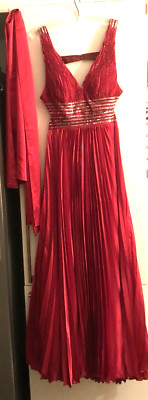 Traumkleid ROT Pailetten PlisseeGr. 40 Festkleid von Yves Calin Paris  mit STOLA