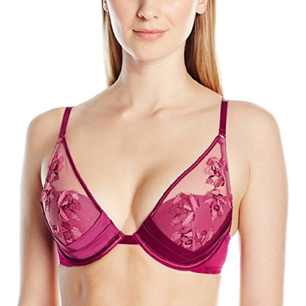 Calvin Klein CK Black Collection Temptation Push-Up Bra Maroon Lust 30 B