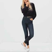 Everlane Stretch denim High Rise Skinny Jean in Dark Wash Size: 24 Tall